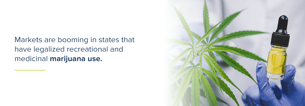 Markets are booming in states that have legalized recreational and medicinal marijuana use.