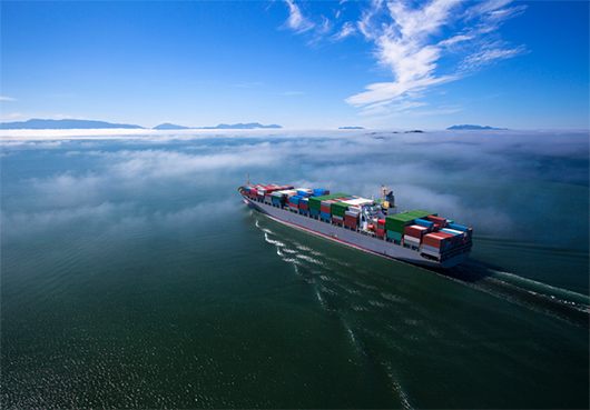 Supply ship out on the ocean.