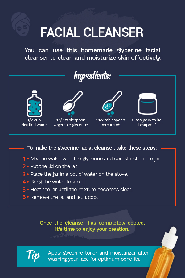 Use homemade glycerine facial cleanser to clean and moisturize skin