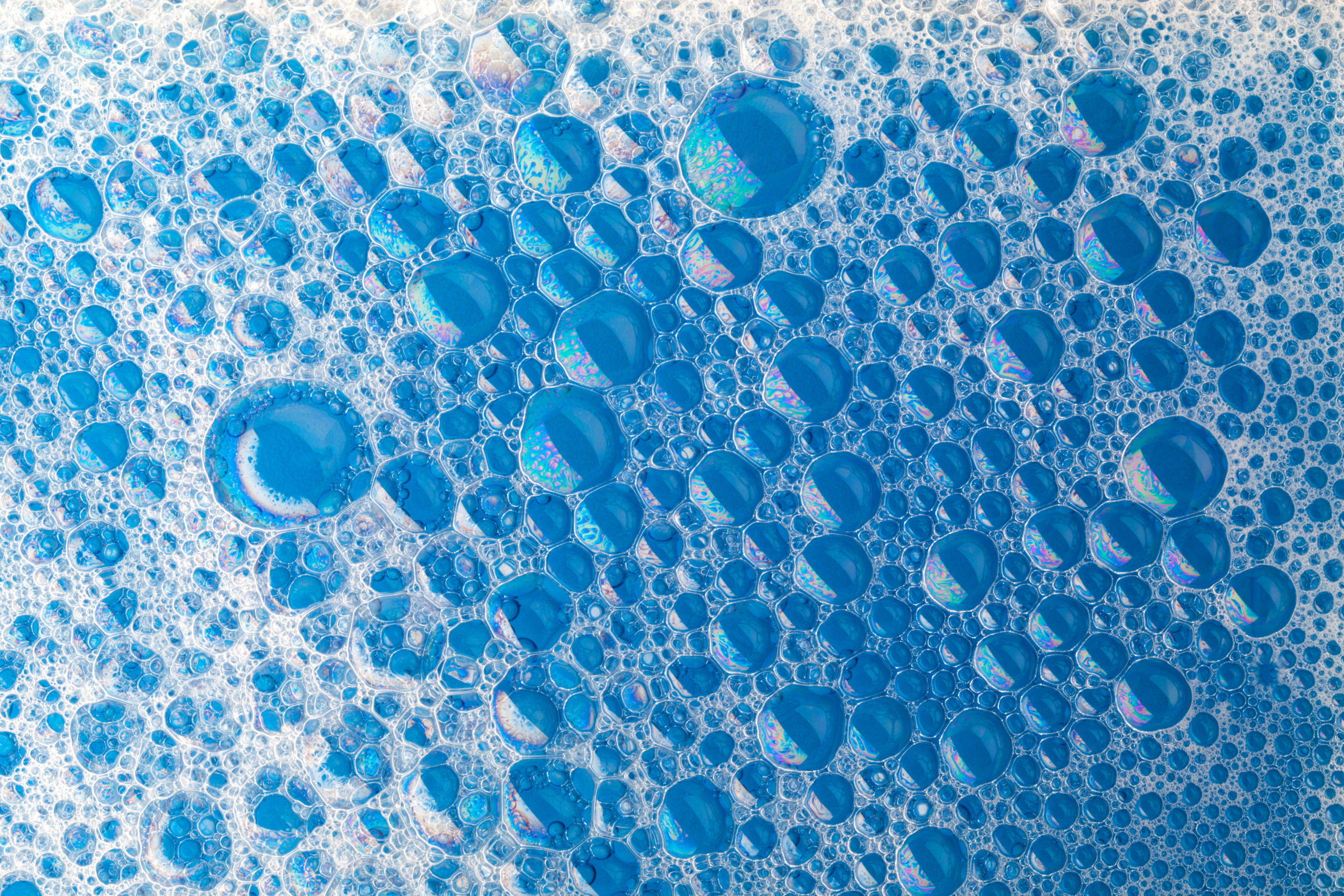 Blue liquid with bubbles
